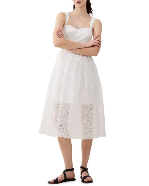 French Connection White Embroidered Lace Dress