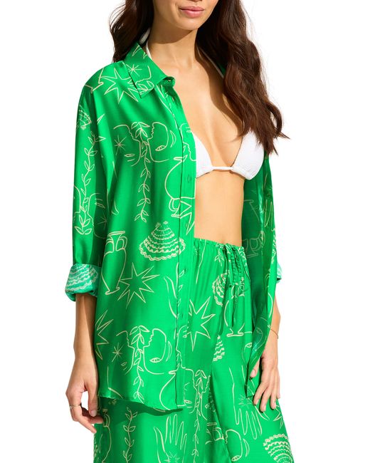 Seafolly Green Cover-up Shirt