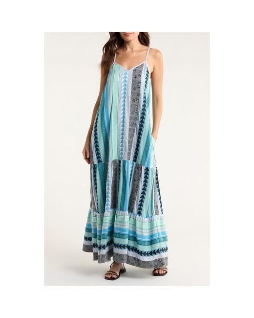 chinese dress ladies Elan Knit Mix Maxi Dress for Women in Natural/White main image 1