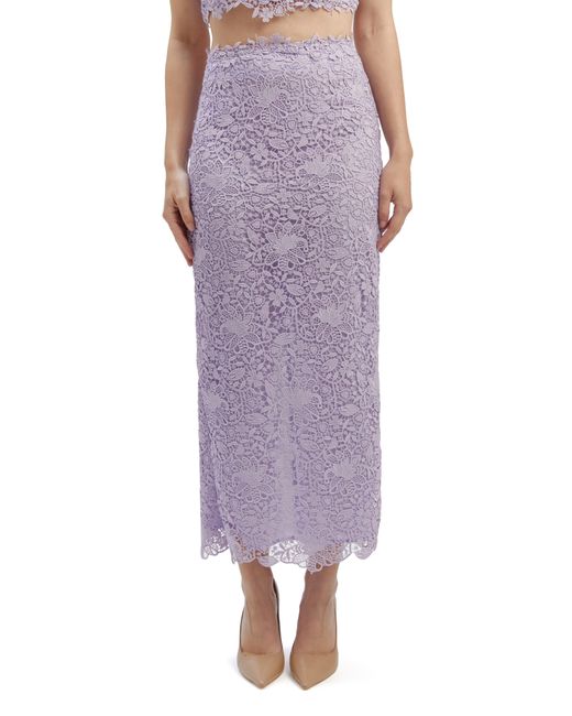 Bardot Purple Mariah High Waist Lace Maxi Skirt