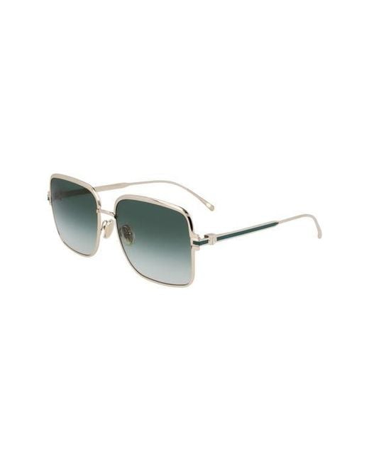 Ferragamo Green Gancini 57Mm Modified Rectangular Sunglasses