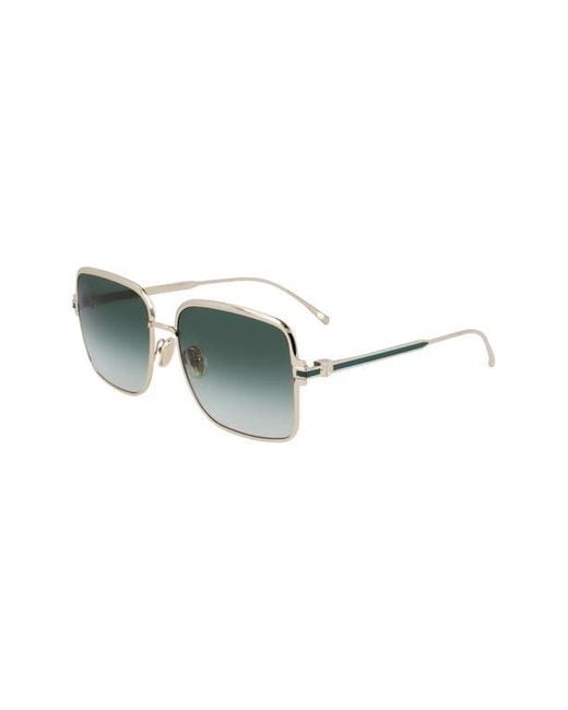 Ferragamo Green Gancini 57Mm Modified Rectangular Sunglasses