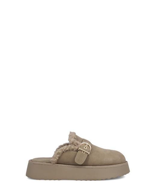 MIA Gray Sugary Faux Shearling Platform Mule