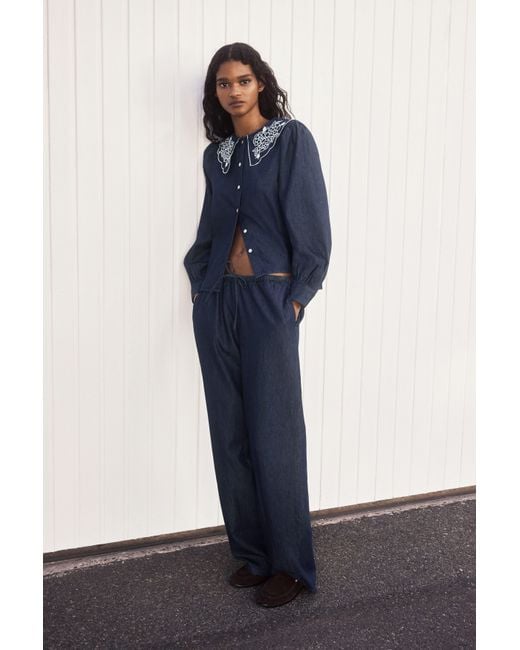 H&M Blue Denim Drawstring Trousers