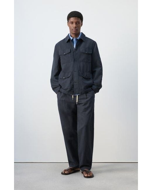 Mango Blue Button Front Chore Jacket for men