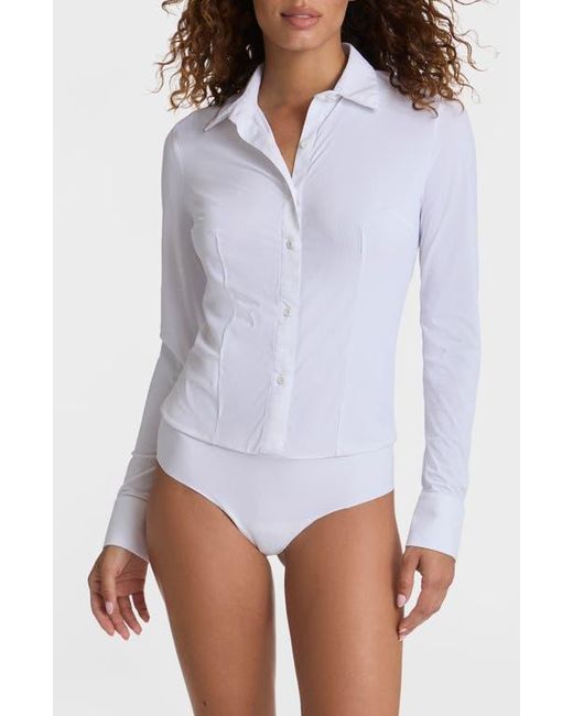 Commando White Ribbed Button-Up Bodysuit