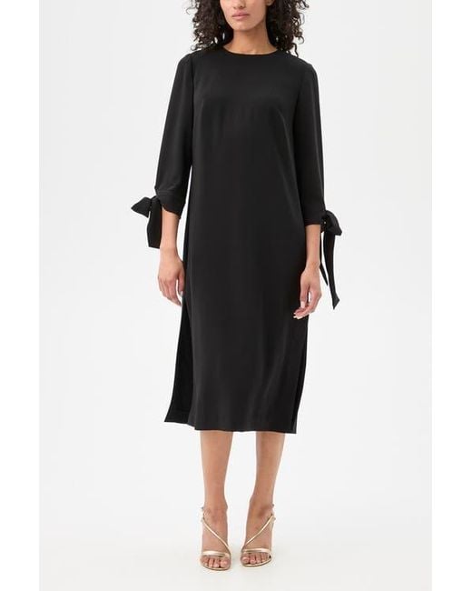 Trina Turk Women's Black Drama Tie Sleeve Midi Dress