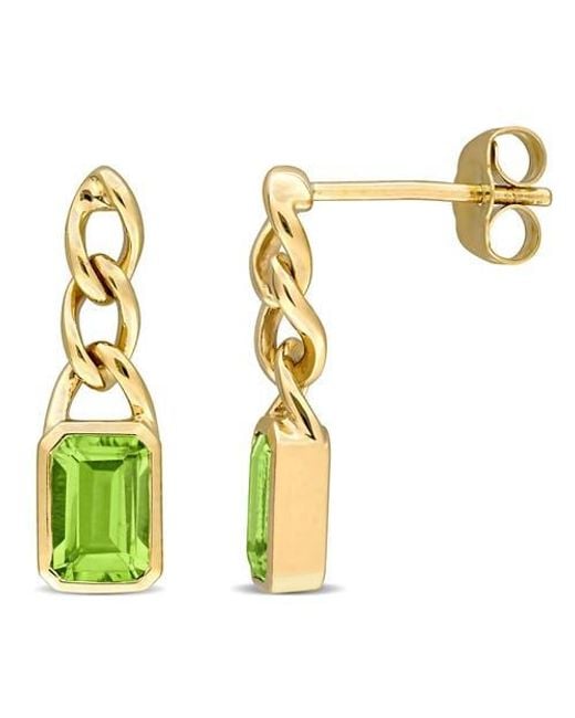 Julianna B Metallic Gemstone Octagon Link Drop Earrings 10K