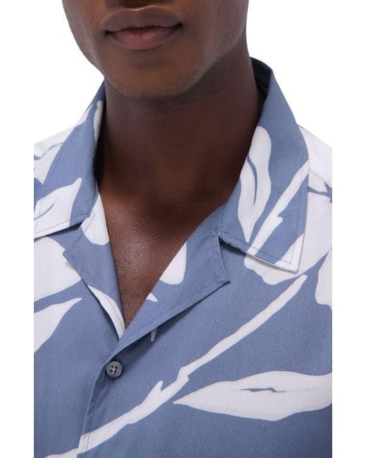 Bugatchi Blue Jackson Floral Lyocell Camp Shirt for men