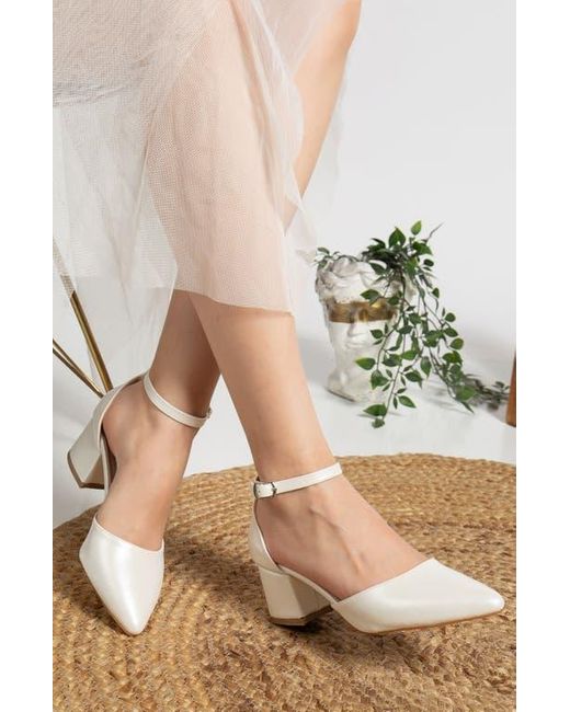 Forever & Always Shoes White Marcelle Low Block Heel Pumps