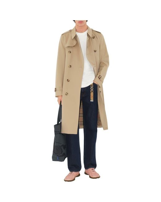 Burberry Men's Natural Long Kensington Heritage Trench Coat