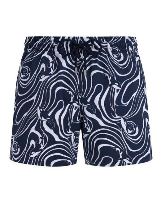 Vilebrequin Blue Stretch Short Swim Shorts Orcas for men