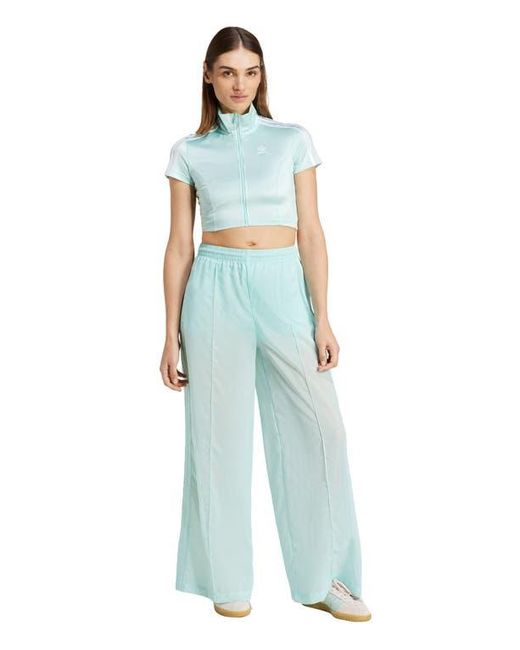 Adidas Originals Blue 3-Stripes Sheer Wide Leg Track Pants