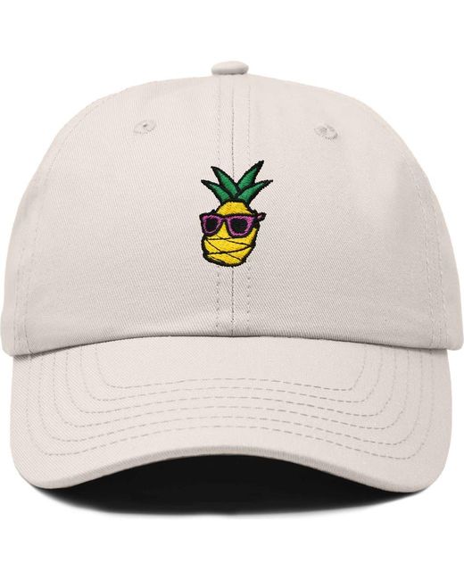 Alix White Pineapple Embroidered Dad Hat for men
