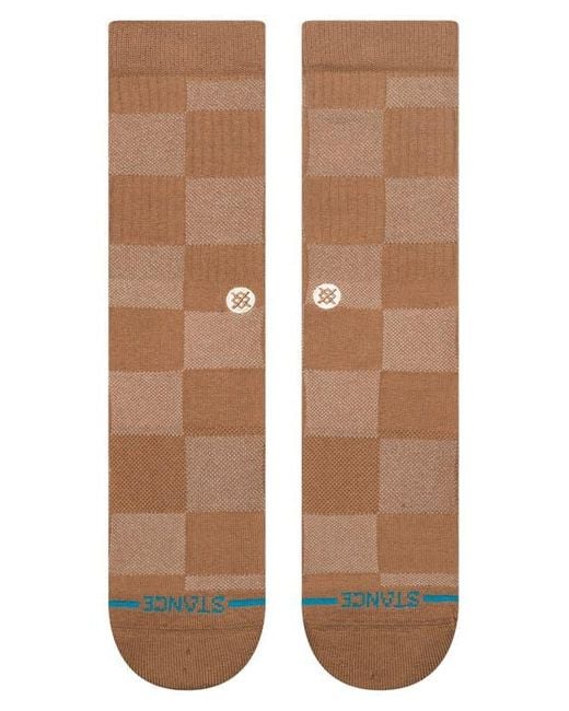 Stance Brown Down And Out Geo Jacquard Cotton Blend Crew Socks for men