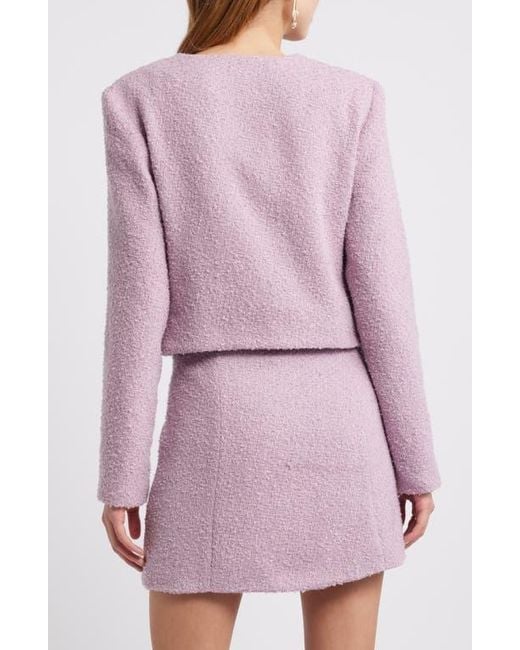Open Edit Purple Tweed Crop Jacket