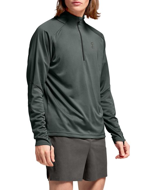 On Shoes Gray Climate Knit Quarter Zip Running Top for men