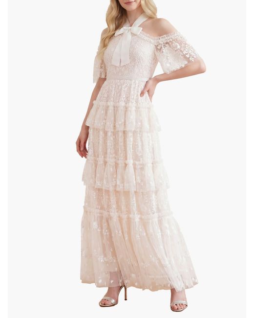 Needle & Thread Natural Primrose Tiered Maxi Gown