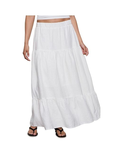 Sanctuary White The Prairie Tiered Linen Maxi Skirt