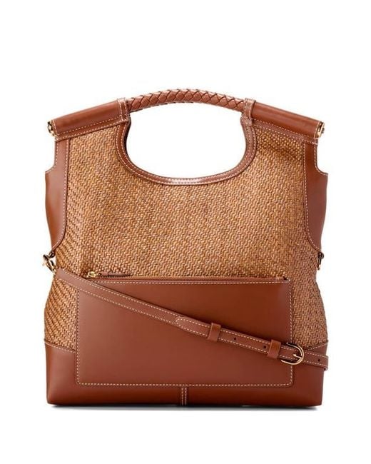 Cole Haan Carolyn Raffia Foldover Tote in Brown | Lyst