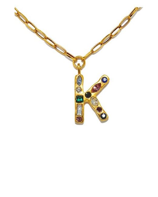 Sequin Metallic Emilie Crystal Initial Pendant Necklace