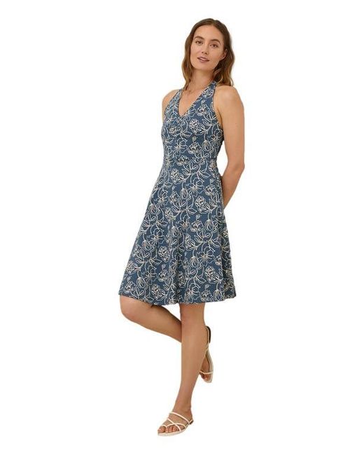 pact halter dress Pact Organic Cotton Fit & Flare Gathered Halter Dress in Blue