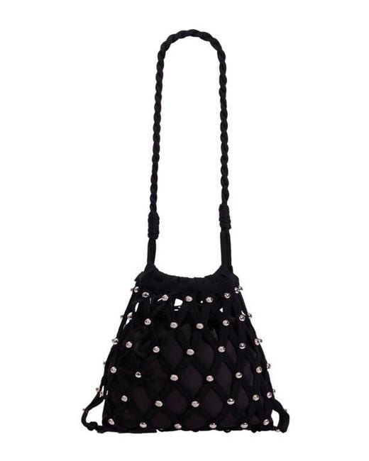 Sandro Black Studded Net Mesh Bag