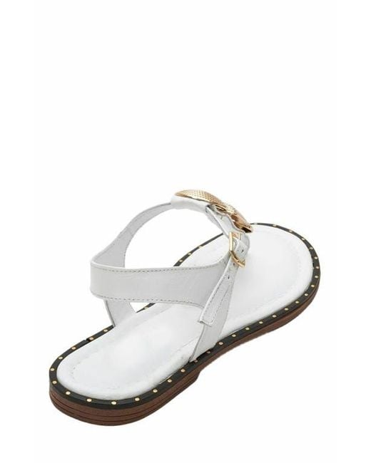 Forever & Always Shoes White Giulia Leather Flat Sandal