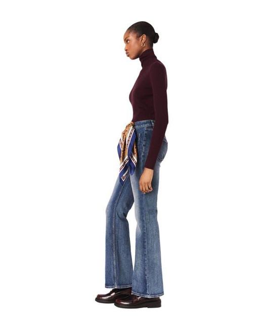 Maje Blue Bootcut Jeans With Zip Pockets