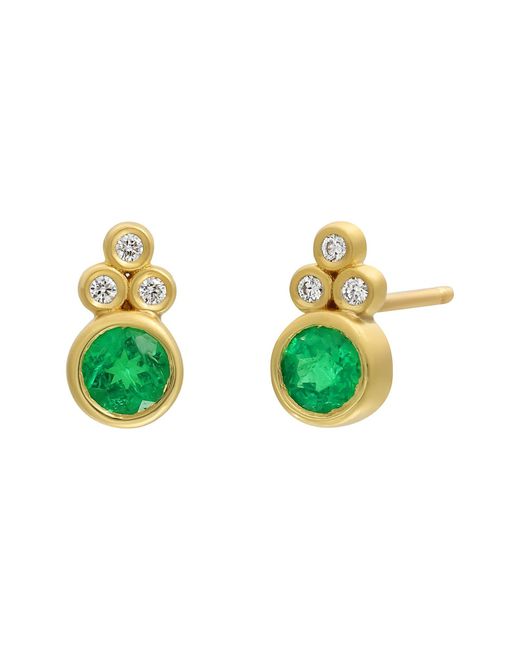 Bony Levy Green El Mar Emerald & Diamond Stud Earrings