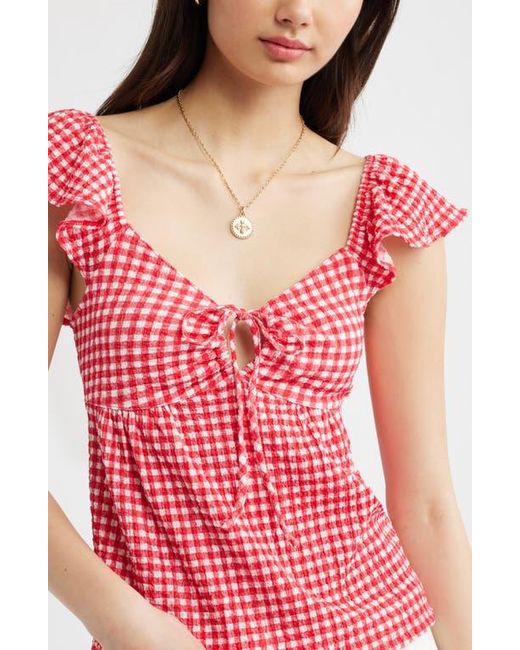 BP. Red Flutter Sleeve Top