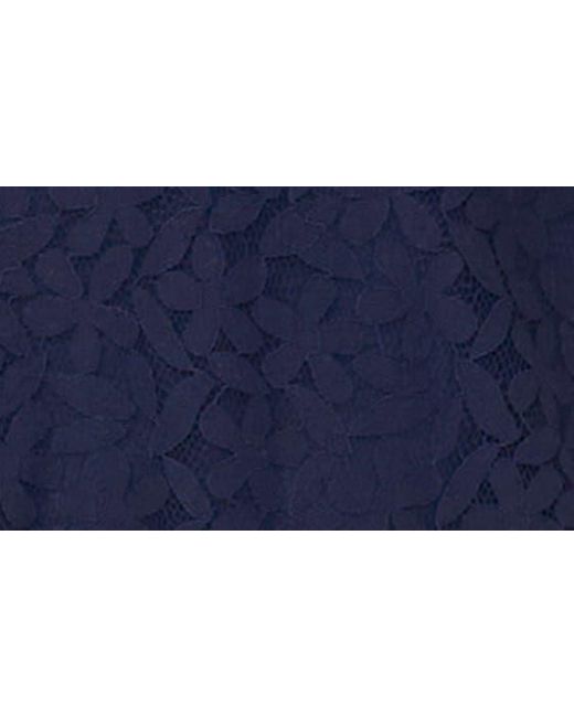 Cece Blue Floral Ruffle Sleeve A-line Dress