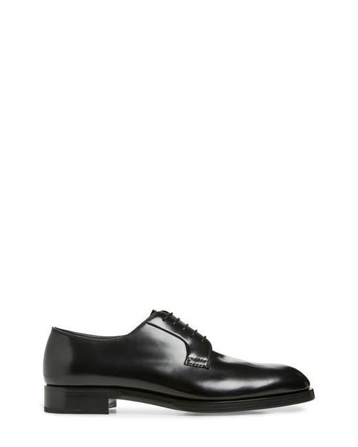 Prada Black Formale Spazzolato Plain Toe Derby for men