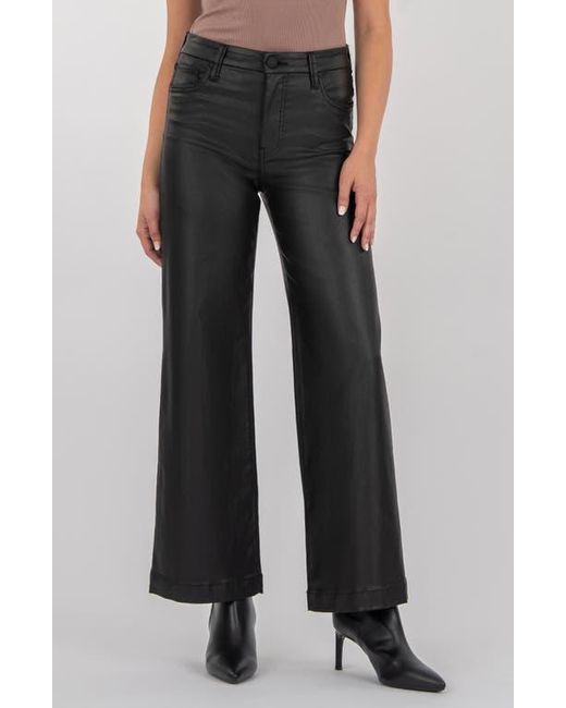 Kut From The Kloth Black Meg Coated Mid Rise Wide Leg Jeans