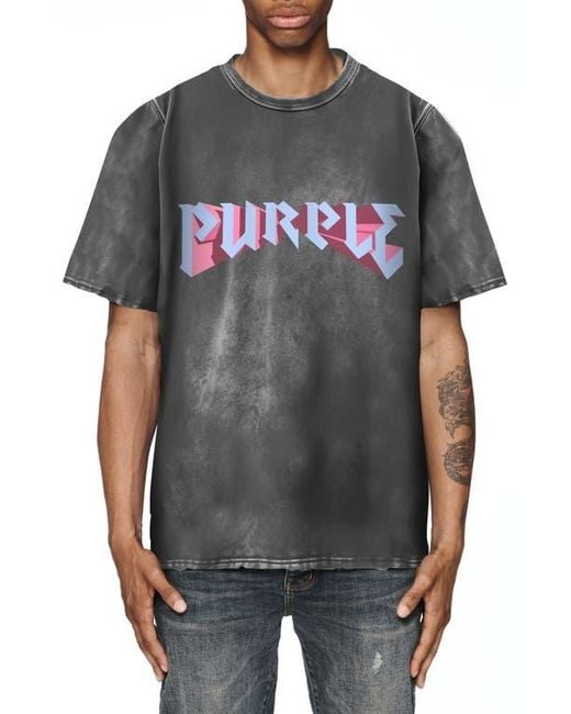 Purple Brand Gray Heavyweight Jersey Graphic T-Shirt for men