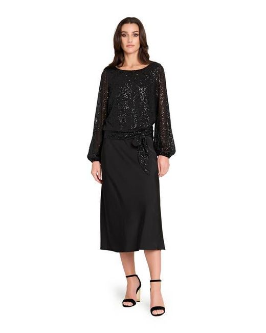 Tahari Black Sequin Top
