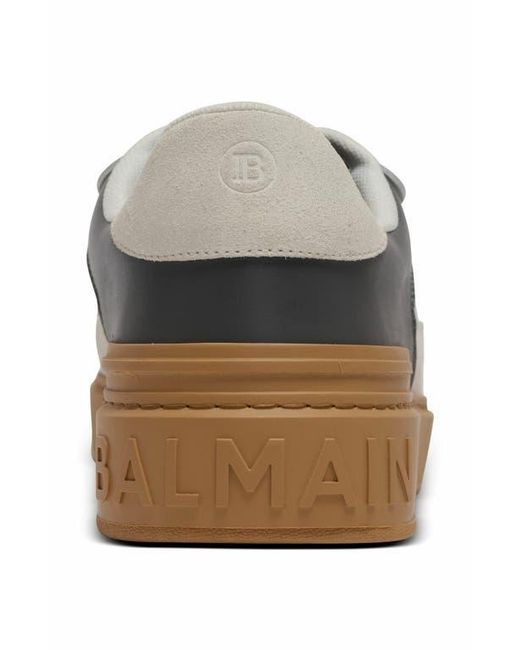 Balmain Gray B-Court Flip Leather Trainers for men