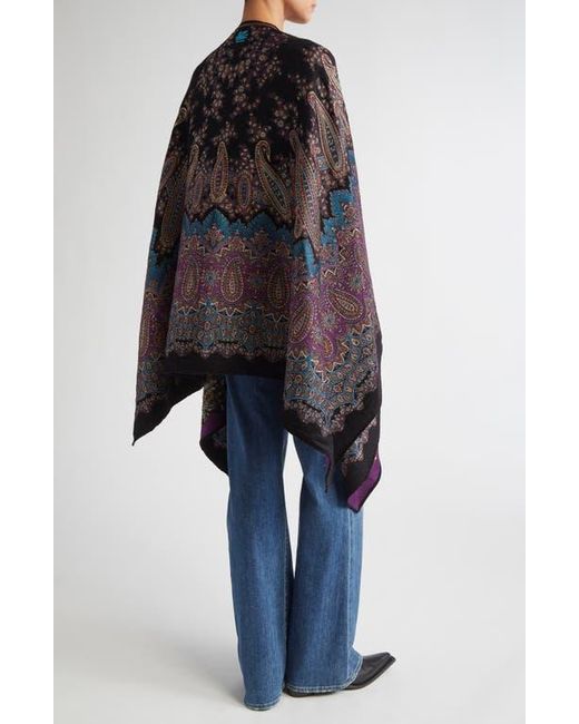 Etro Multicolor Metallic Paisley Jacquard Cape