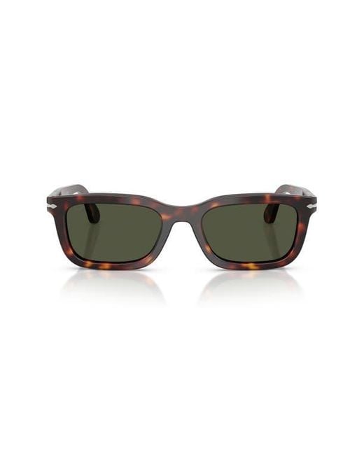 Persol Green 53Mm Rectangular Sunglasses