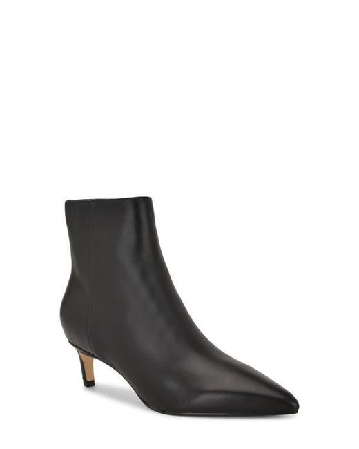 Nine West Black Brite Pointed Toe Kitten Heel Bootie