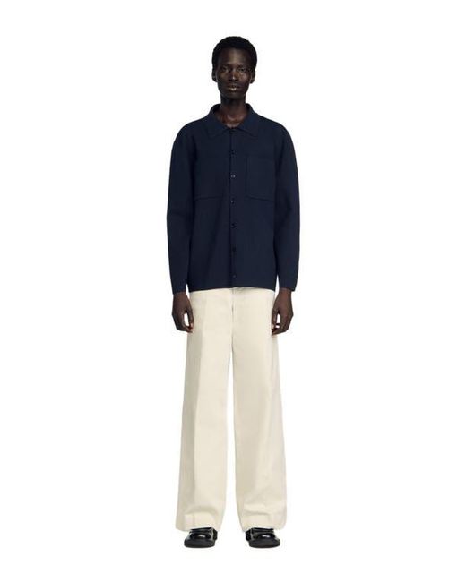 Sandro Blue Knitted Shirt Jacket for men