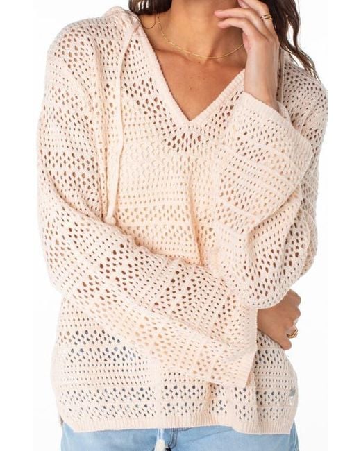 Roxy White Hippie Love Open Stitch Hoodie