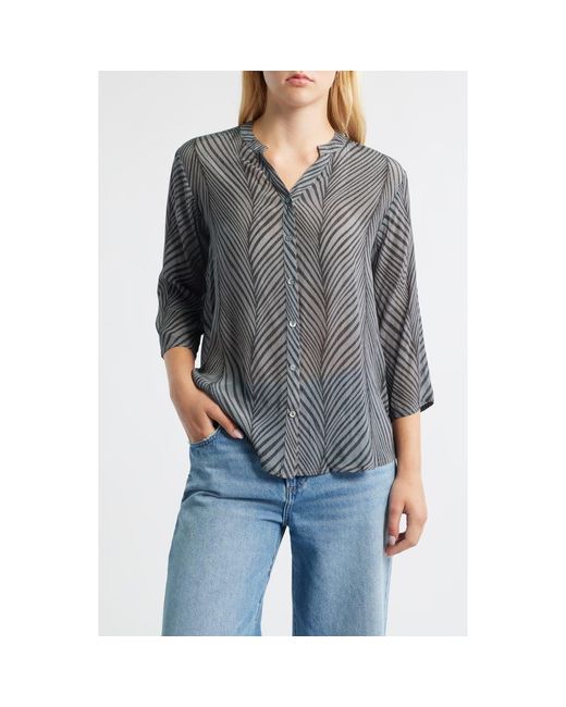 Apny Black Abstract Print Button-Up Shirt