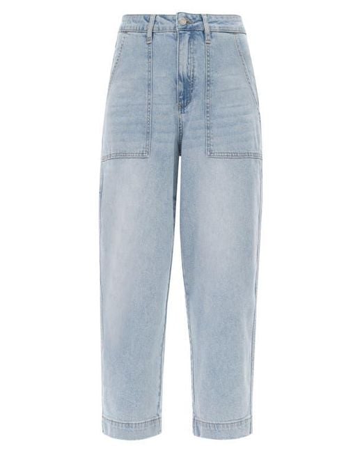 Bayeas Blue Utility Super High Waist Crop Barrel Jeans