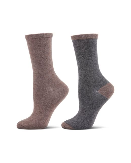 Memoi White Assorted 2-Pack Crew Socks