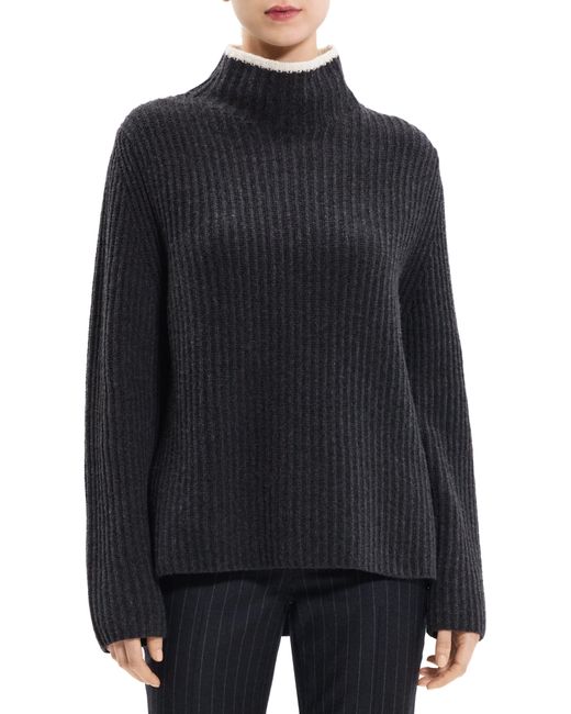 Theory Black Karenia Rib Wool & Cashmere Sweater