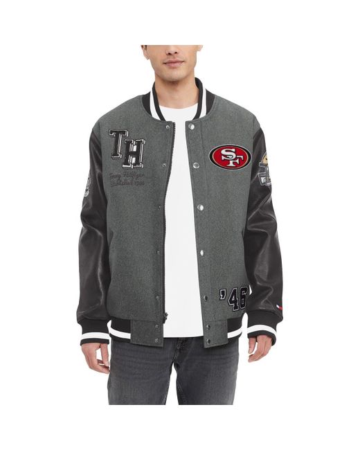 Tommy Hilfiger /black San Francisco 49ers Gunner Full-zip Varsity Jacket At  Nordstrom in Gray for Men | Lyst