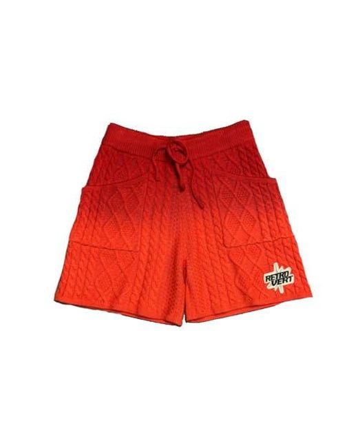 RETROVERT Red Gradient Knitted Shorts for men