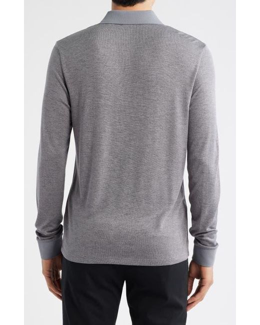 Theory Gray Goris Activate Long Sleeve Polo for men