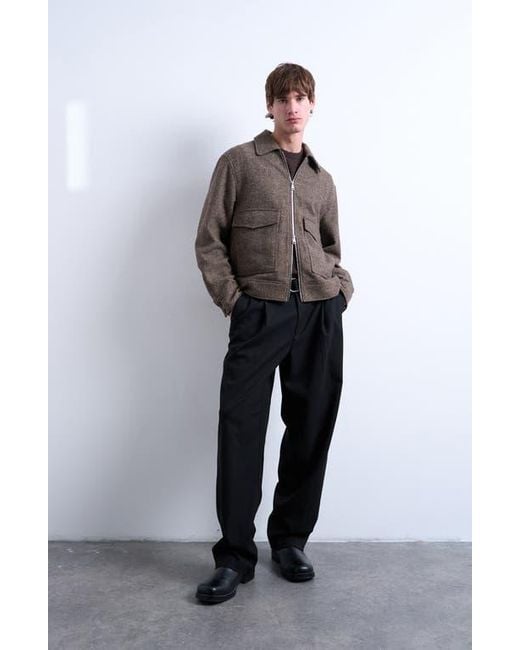 Topman Brown Herringbone Short Jacket for men